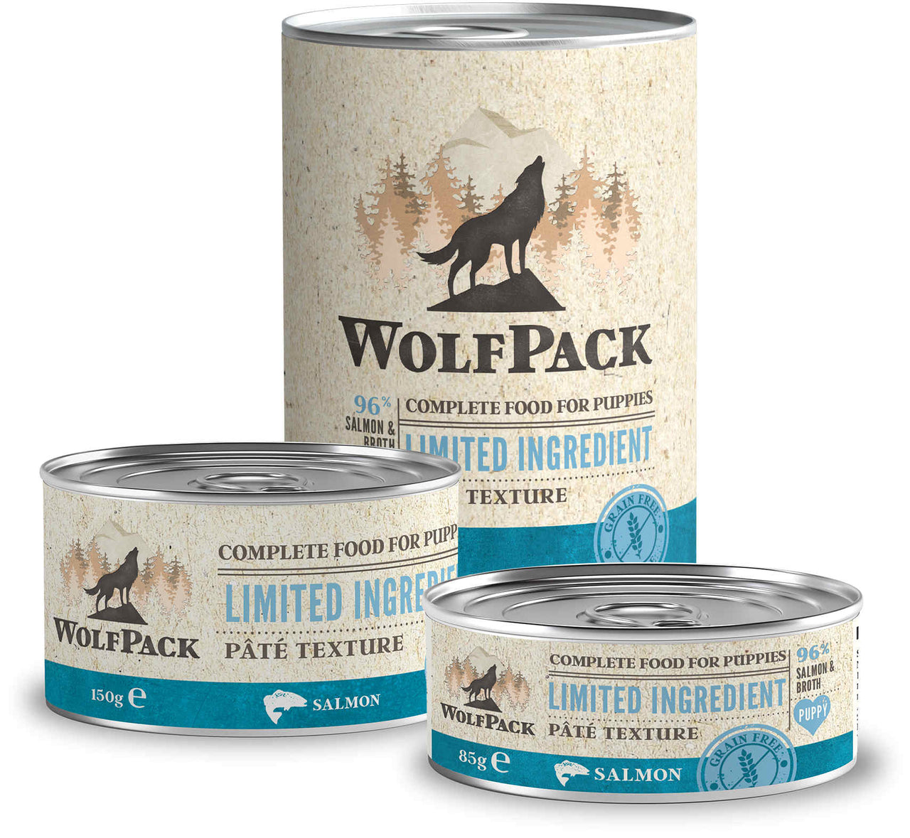 WOLFPACK Conserva pentru PUPPY, cu numar limitat de ingrediente, Somon