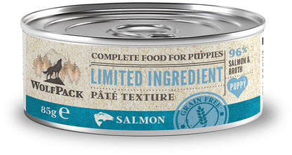 WOLFPACK Conserva pentru PUPPY, cu numar limitat de ingrediente, Somon 85g