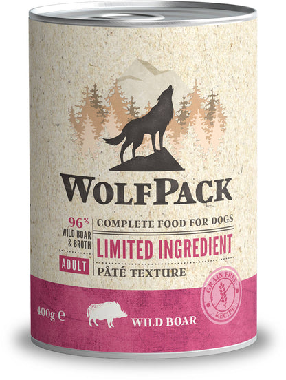 WOLFPACK Conserva pt. caini, cu numar limitat de ingrediente, Porc mistret 400g