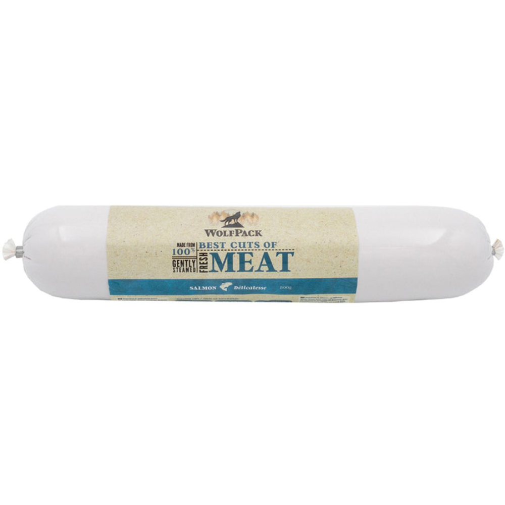 WOLFPACK Delicatesse meat sausage, salam 100% somon - Maxi-Pet.ro