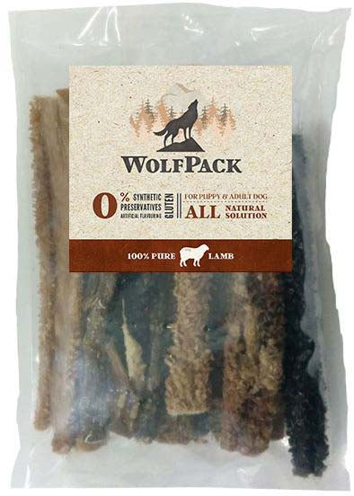 WOLFPACK Recompensa pentru caini, Burta de Miel 15cm, 100g