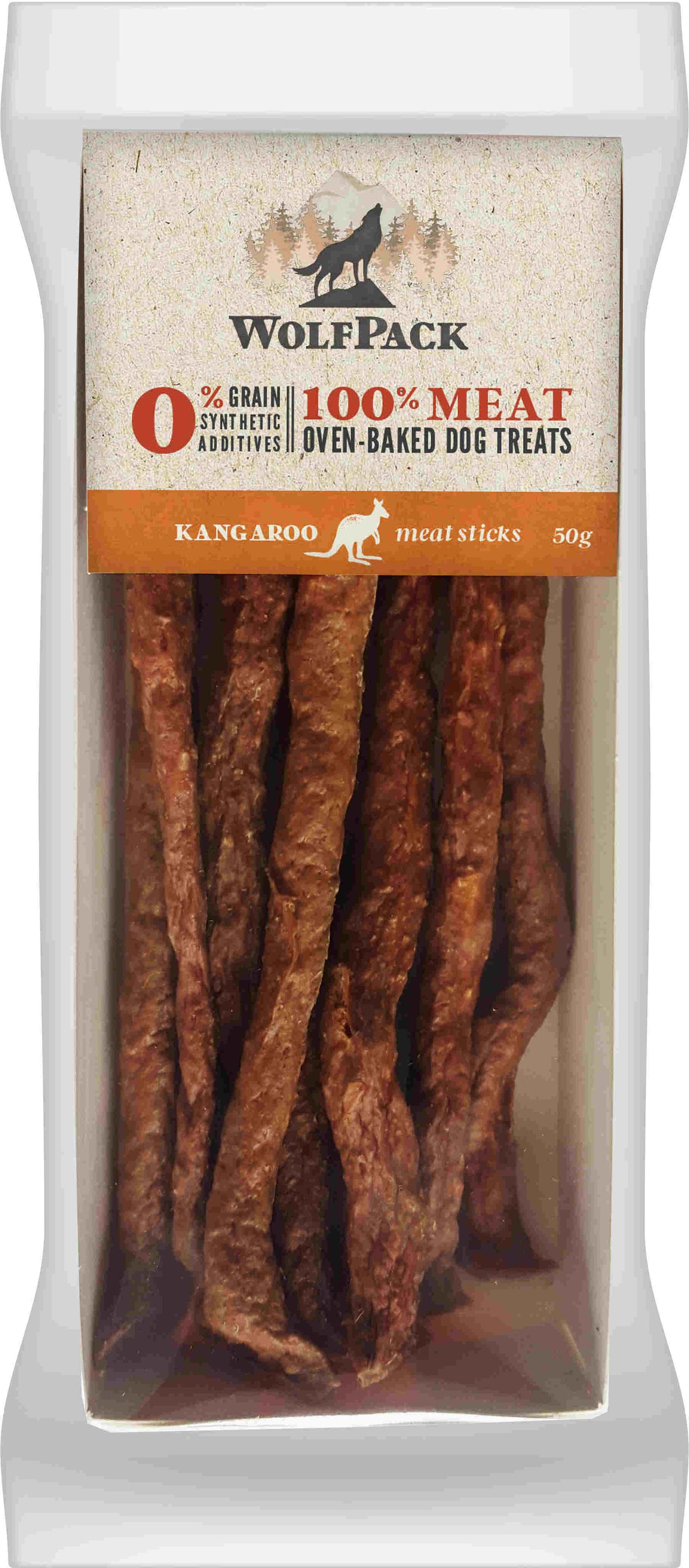 WOLFPACK Recompensa pentru caini, meat sticks cu 100 % cangur 50g 