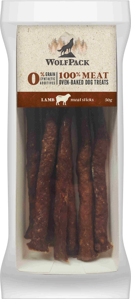 WOLFPACK Recompensa pentru caini, meat sticks cu 100 % miel 50 g 