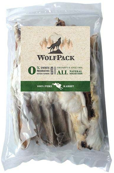 WOLFPACK Recompensa pentru caini, Urechi de Iepure, cu par, 10 bucati 130g