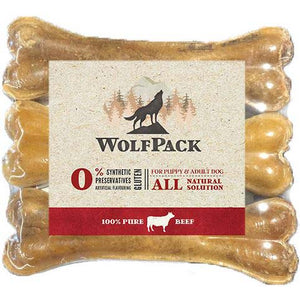 WOLFPACK Recompensa pt caini, Os presat Piele cu Burta Vita, 10cm, 3 bucati 110g