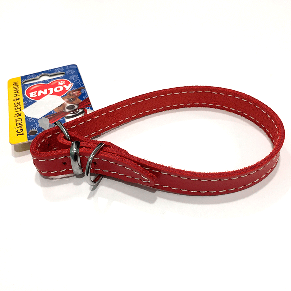 Zgarda din piele Enjoy S Rosu 12x330mm - Animax