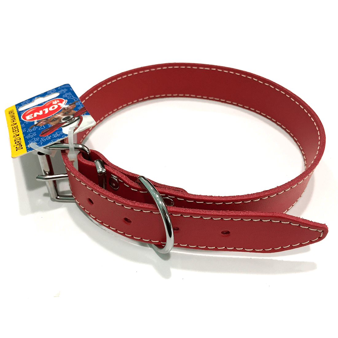 Zgarda din piele Enjoy XXL Rosu 30x640mm - Animax